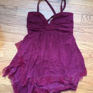 Maroon Lyrical Dance Costume